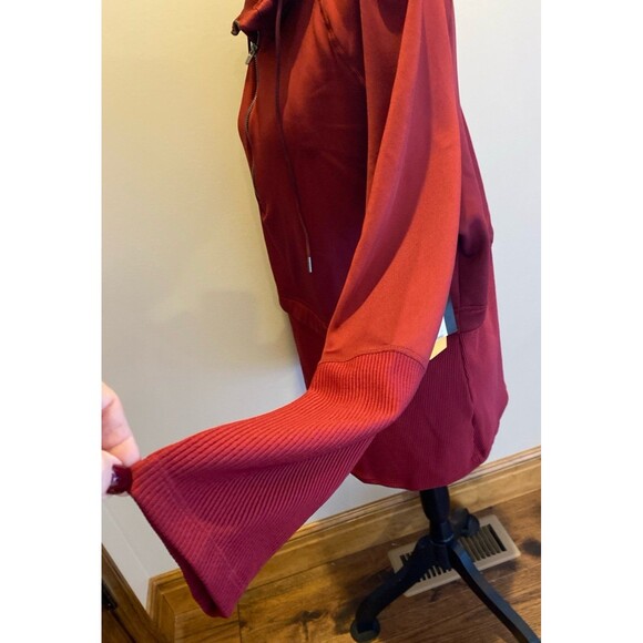 Avia  Jacket NEW XXL  2X Womens Burgundy Athletic Workout Ribbed Bottom 1/4 Zip - Picture 5 of 12